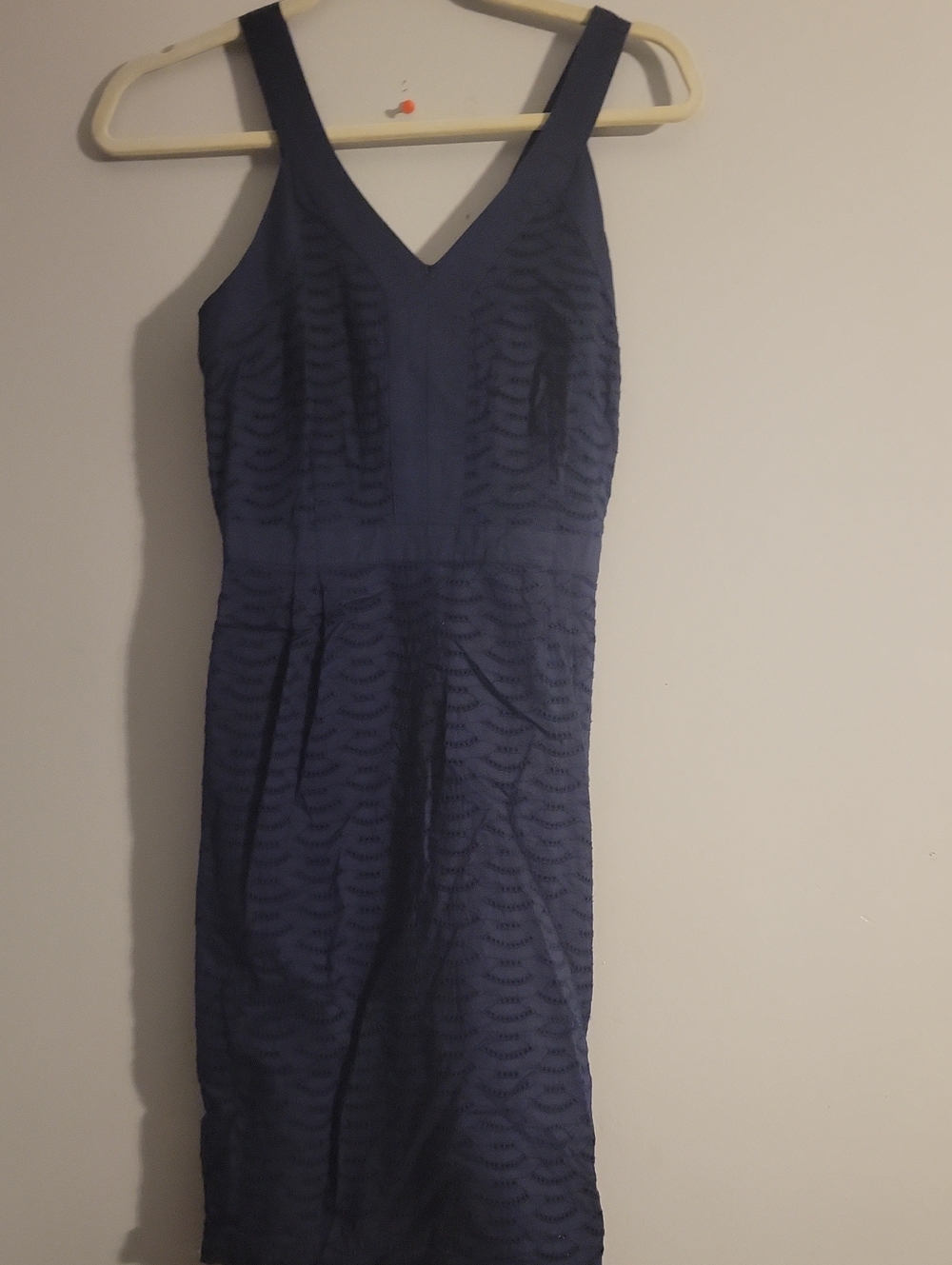 Old Navy Dark Blue Textured V-Neck Sheath Dress